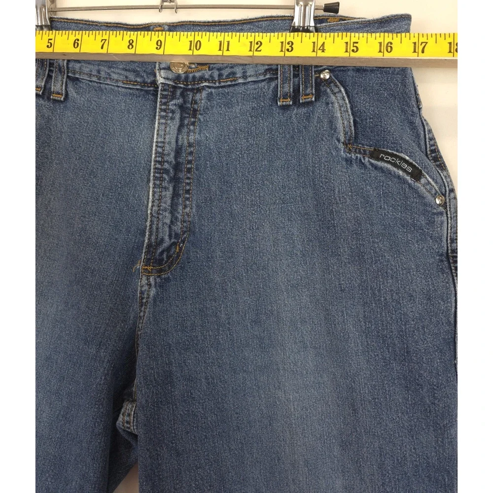Rockies Denim Capri Bareback High Rise Front Pockets‎ Women 15 Blue Jeans Vtg